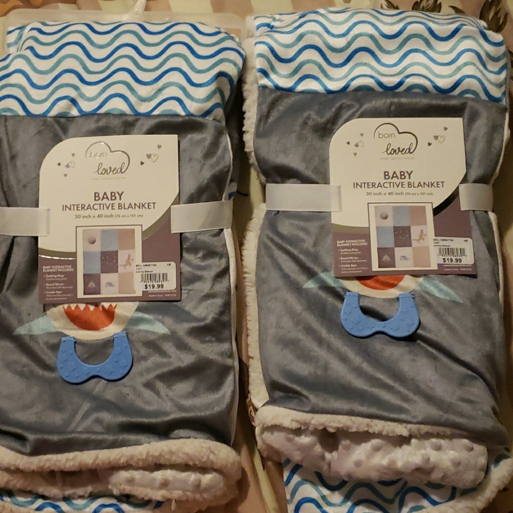 Baby interactive blankets with teething ring